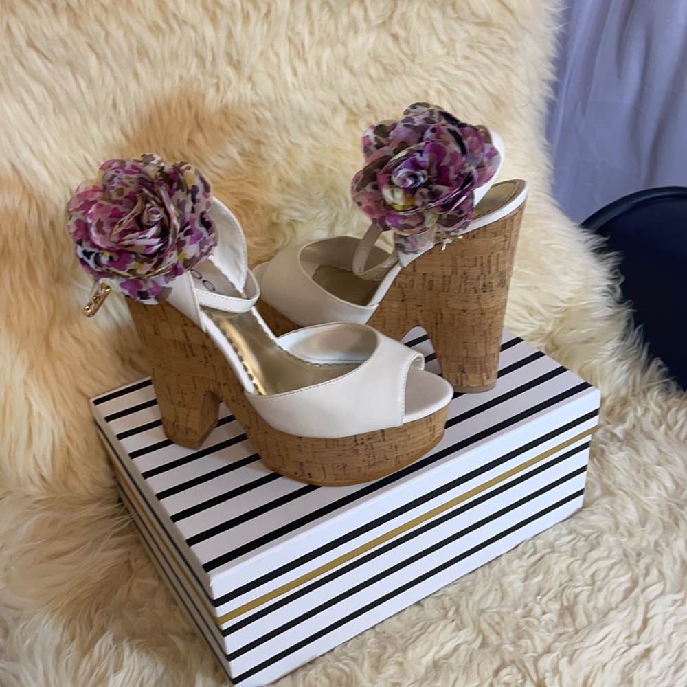 Bebe white platforms